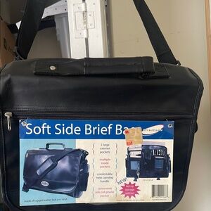 Black Leather Briefcase with Structured Design